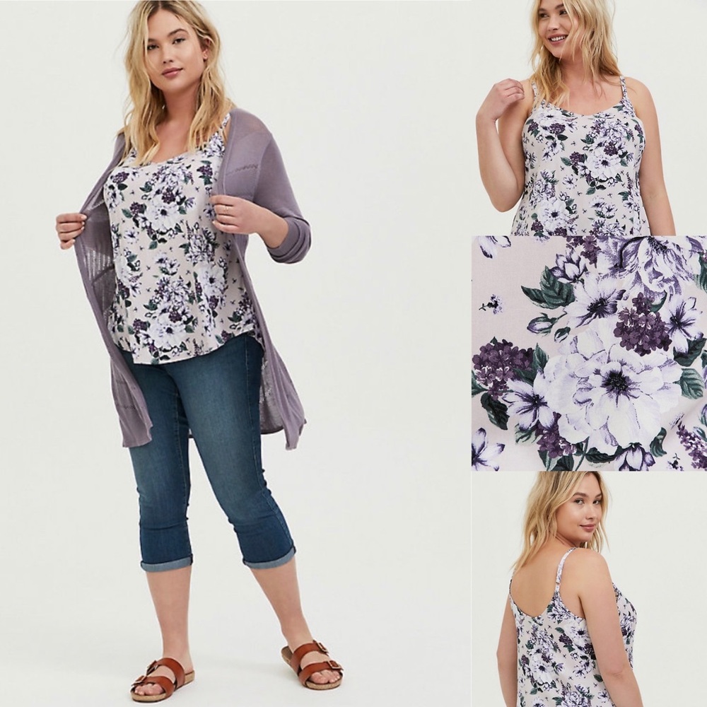 NWT TORRID ESSENTIAL PURPLE FLORAL CHALLIS CAMI